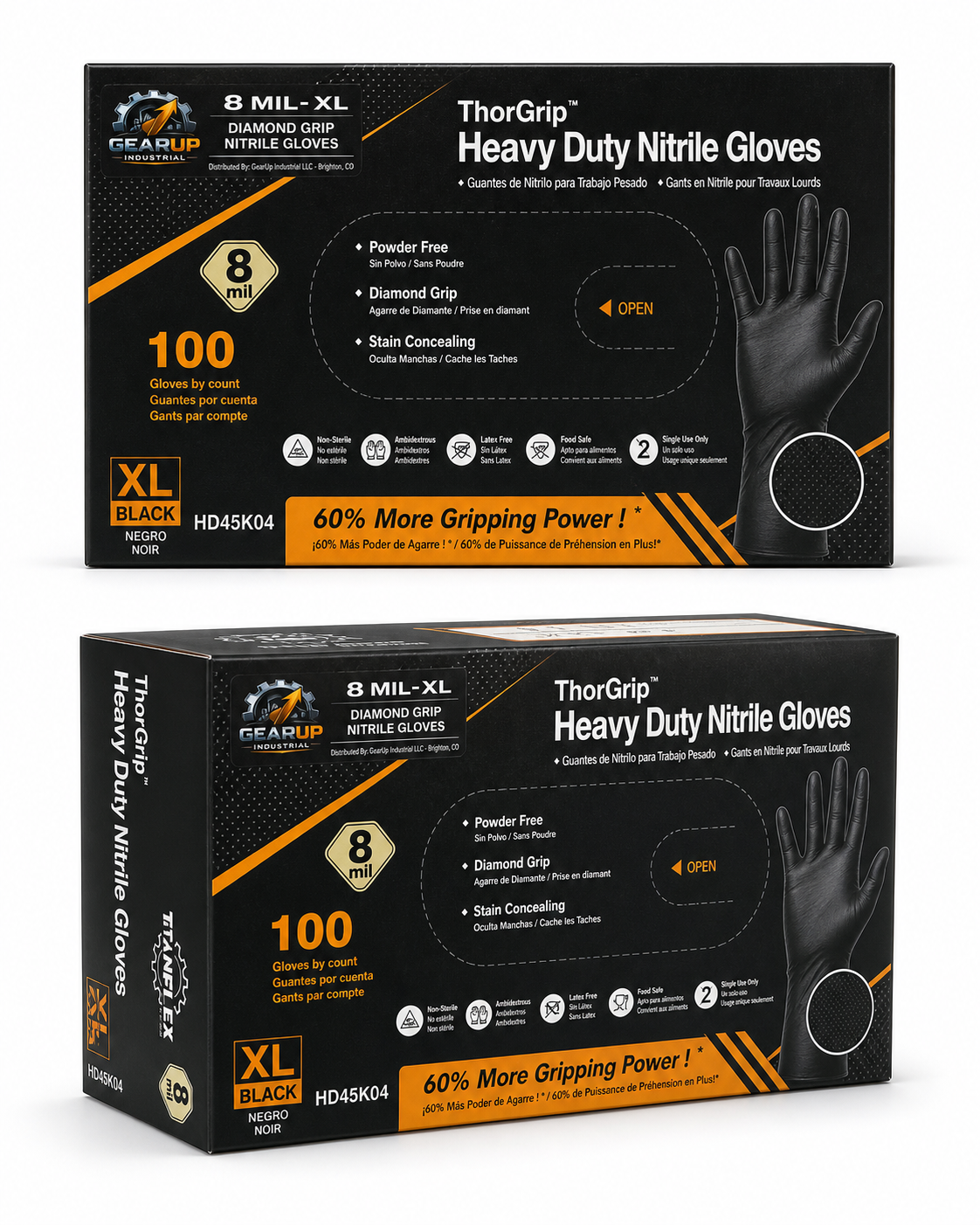 8 mil ThorGrip heavy duty nitrile glove box